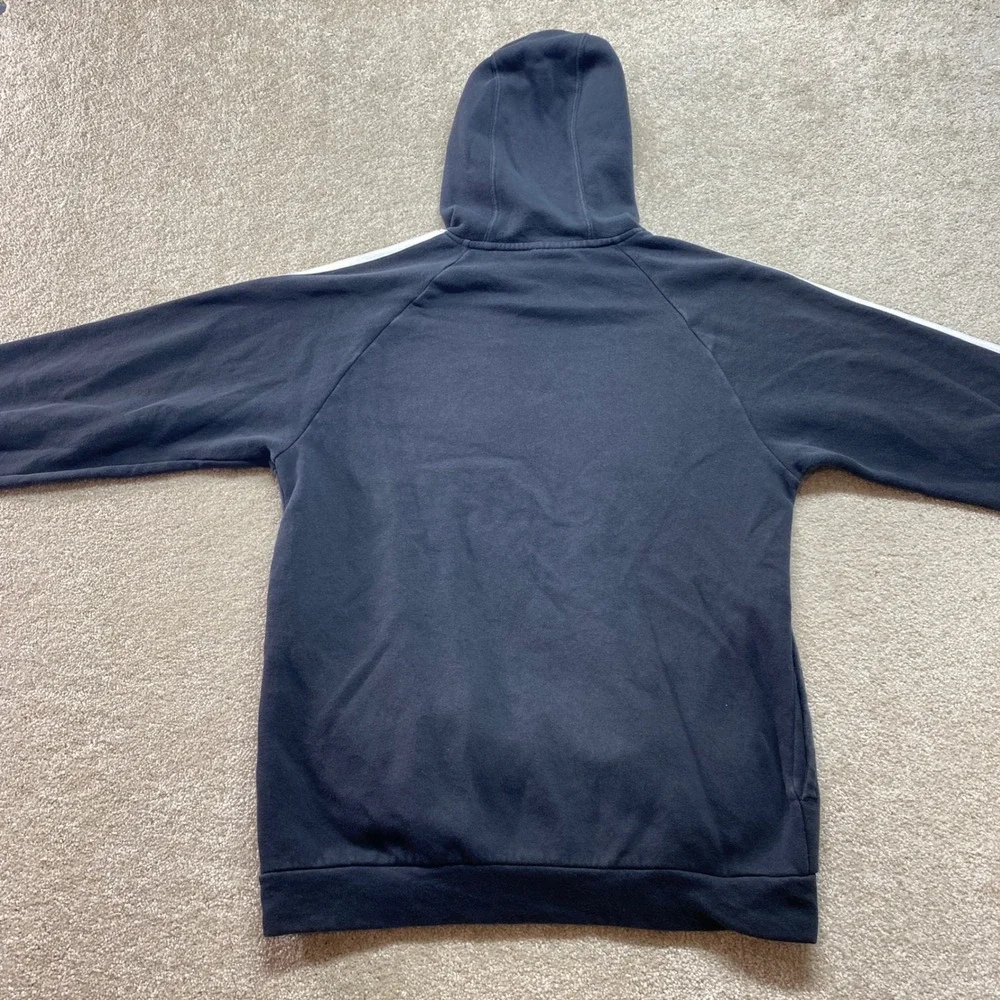 Adidas Sweatshirt Mens Small Black Hoodie with‎ White Stripes Long Sleeve